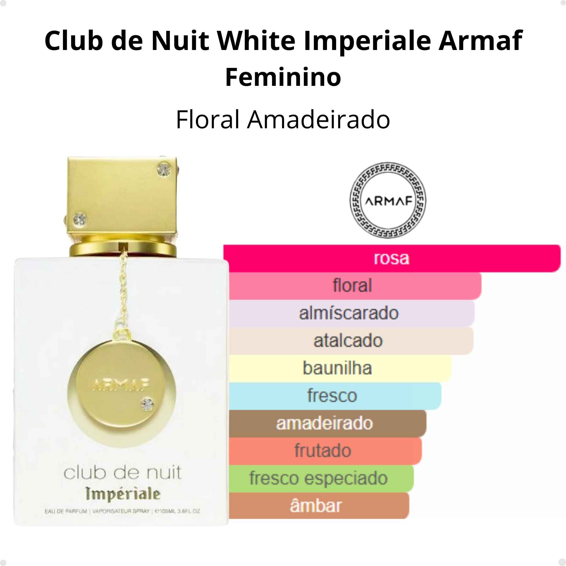 Perfume Arabe Feminino Armaf Club De Nuit White Impériale EDP 105ml - Imagem 2