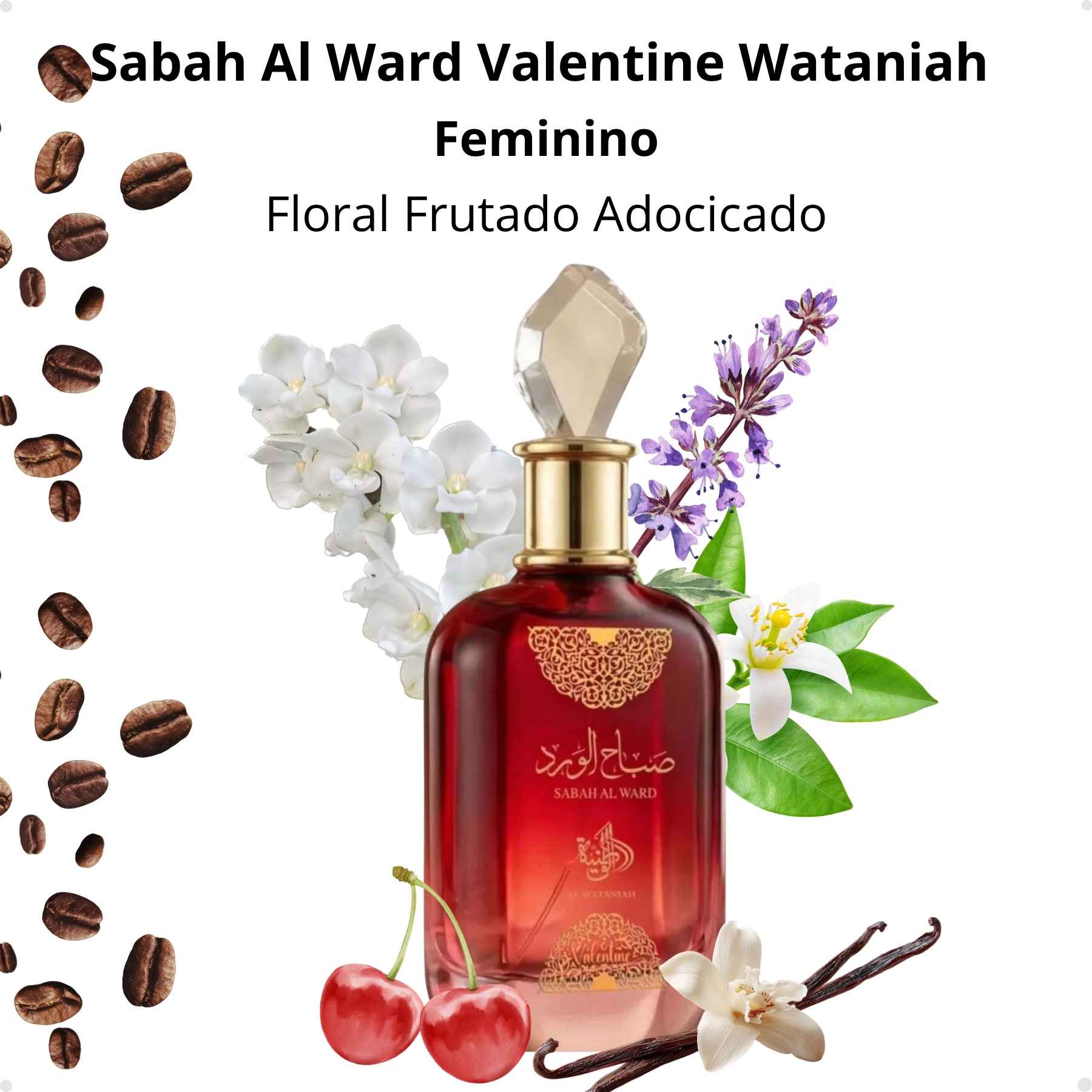 Perfume Arabe Feminino Sabah Al Ward Valentine Al Wataniah EDP 100ml - Imagem 3