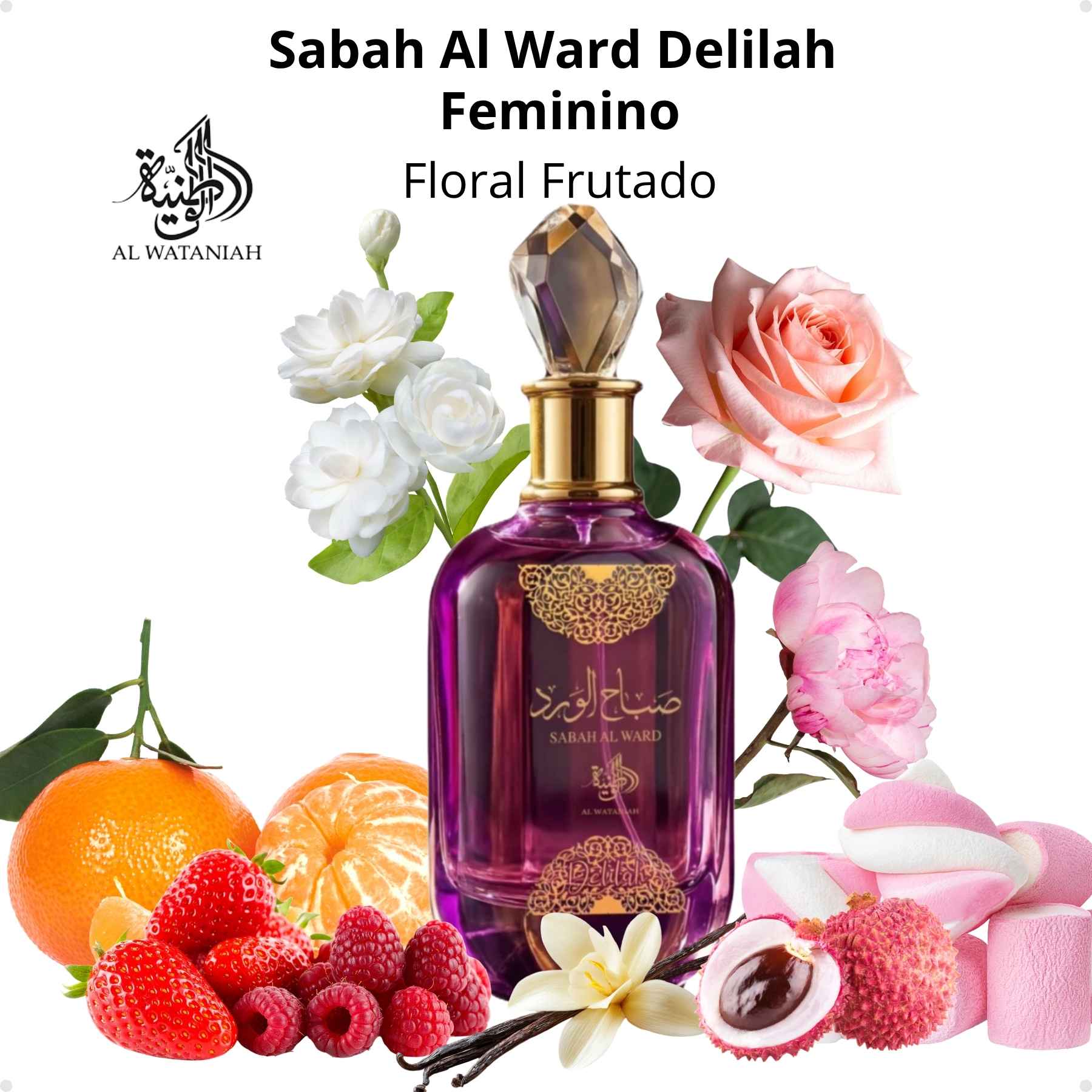 Perfume Arabe Feminino Sabah Al Ward Delilah Al Wataniah EDP 100ml - Imagem 2