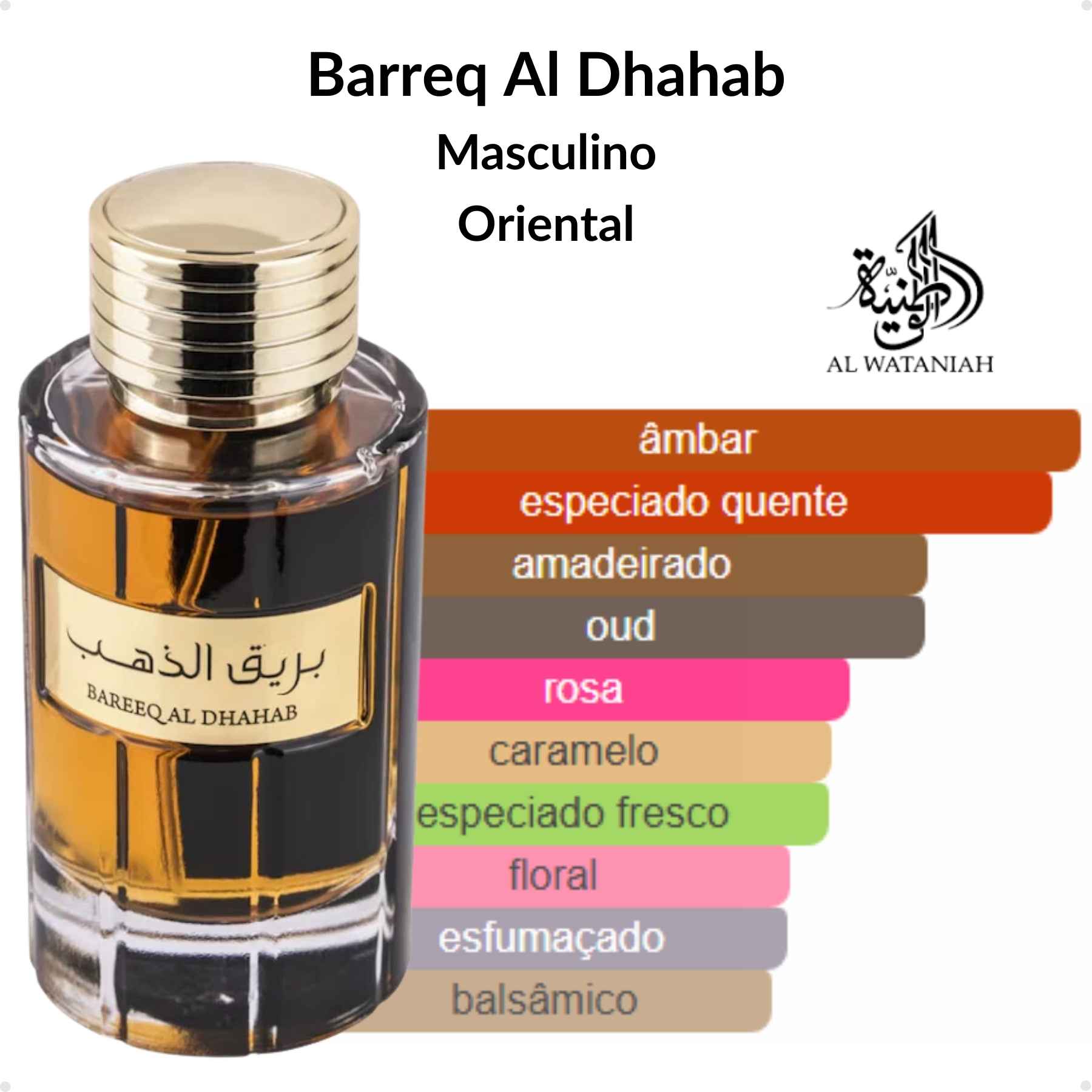 Perfume Arabe Masculino Bareeq Al Dhahab Al Wataniah EDP 100ml - Imagem 2
